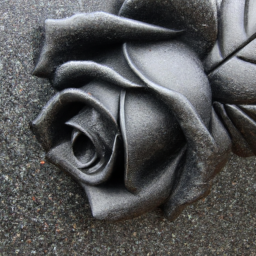 black granite carved rose tombstone custom