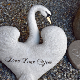 swan with heart headstone in stock