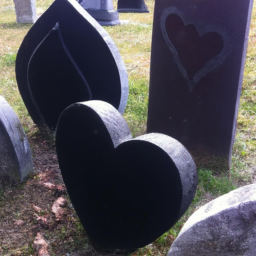 black heart shaped headstones