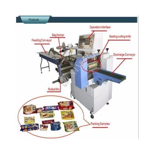 Swf 590 Baked Food Form Flow Wrap Packing Machine Fill Seal Packing Wrapping Machine