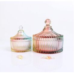 BOYE Wholesale Rainbow Color Iridescent Large Glass Candle Jars with Lids