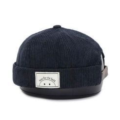 Snapback Without Brim Custom Black Corduroy Brimless Hats