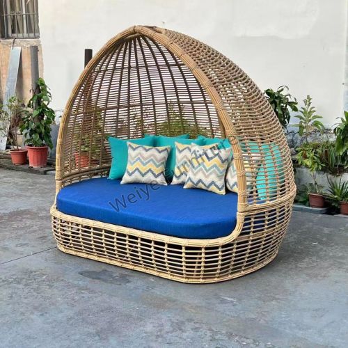 Outdoor Aluminum Wicker Sun Lounger Round Daybed